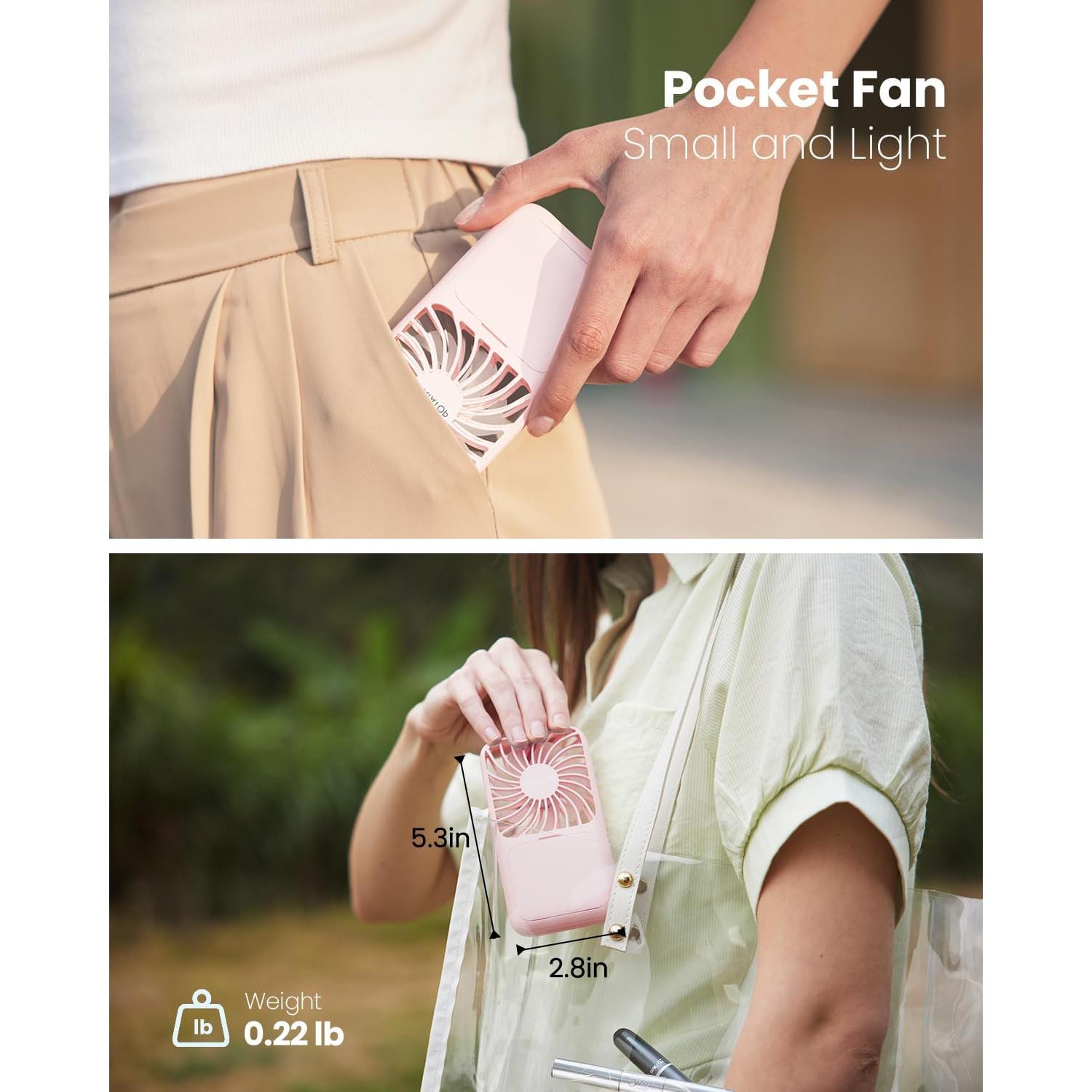 Ventilador Portátil Gaiatop Rosa con Espejo LED y Soporte