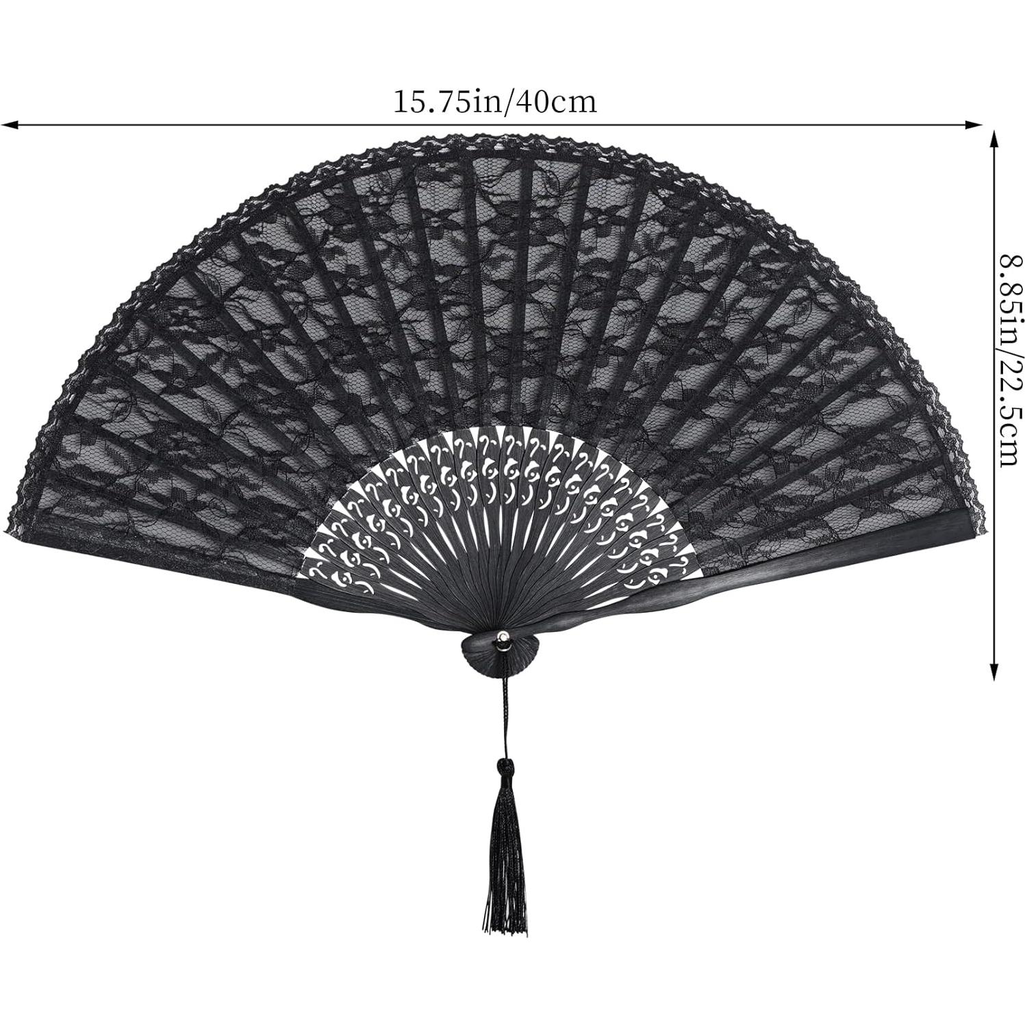 Abanico de Mano Plegable Choyaxo de Encaje Negro 40 cm