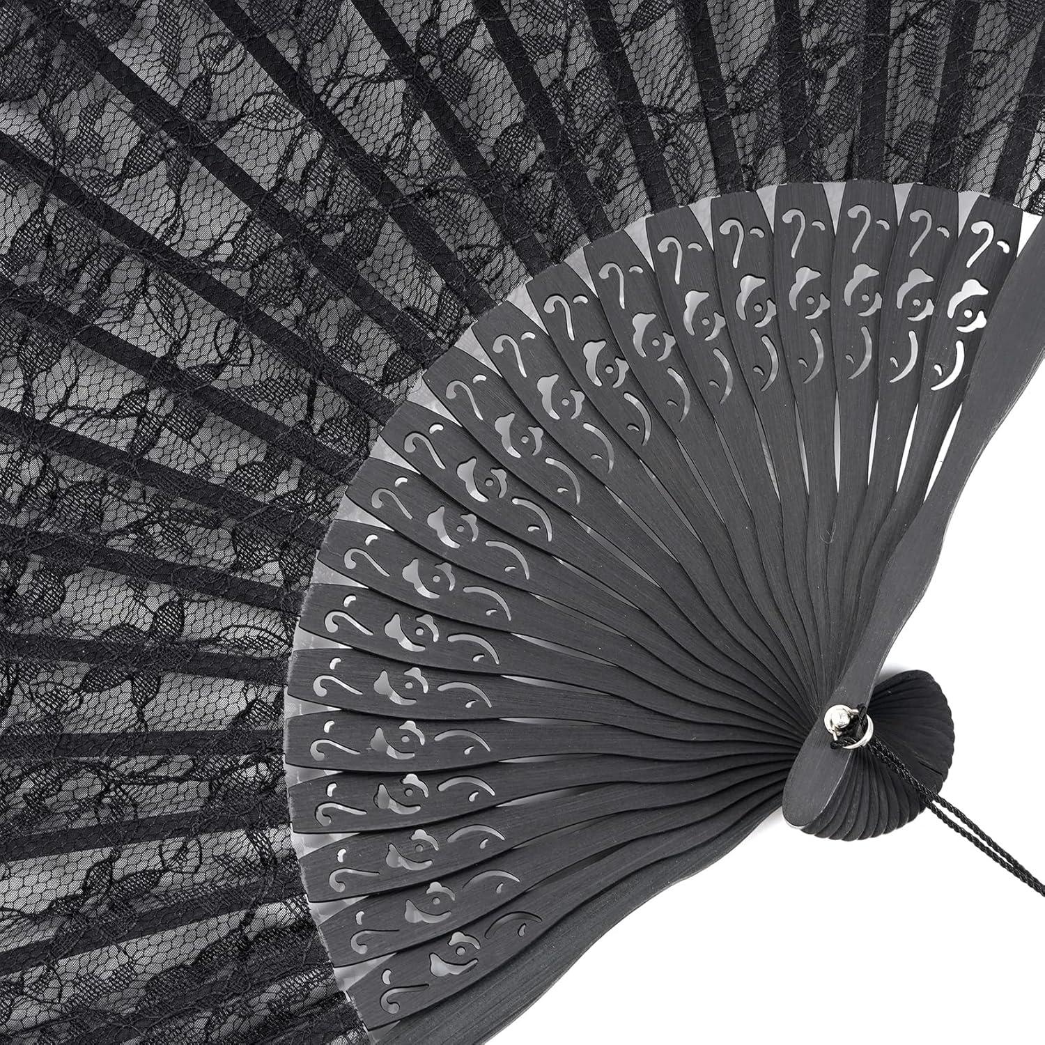 Abanico de Mano Plegable Choyaxo de Encaje Negro 40 cm