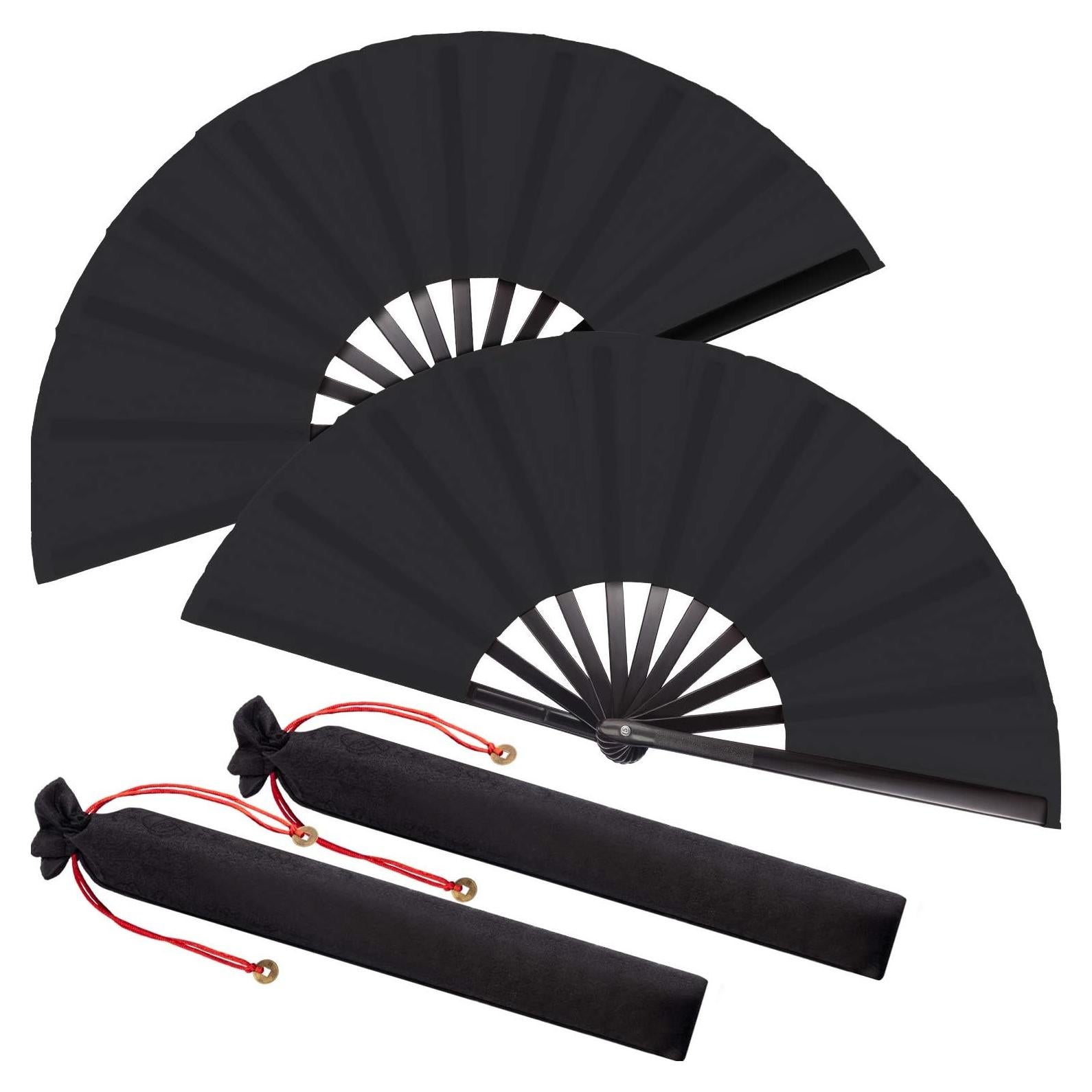 Abanicos de Palmas Plegables Maitys 2 Piezas 63.5 cm Negro