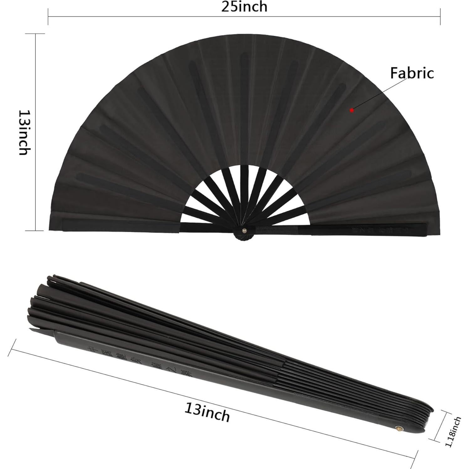 Abanicos de Aplauso Maitys 2 Pcs Plegables 34 cm Negro