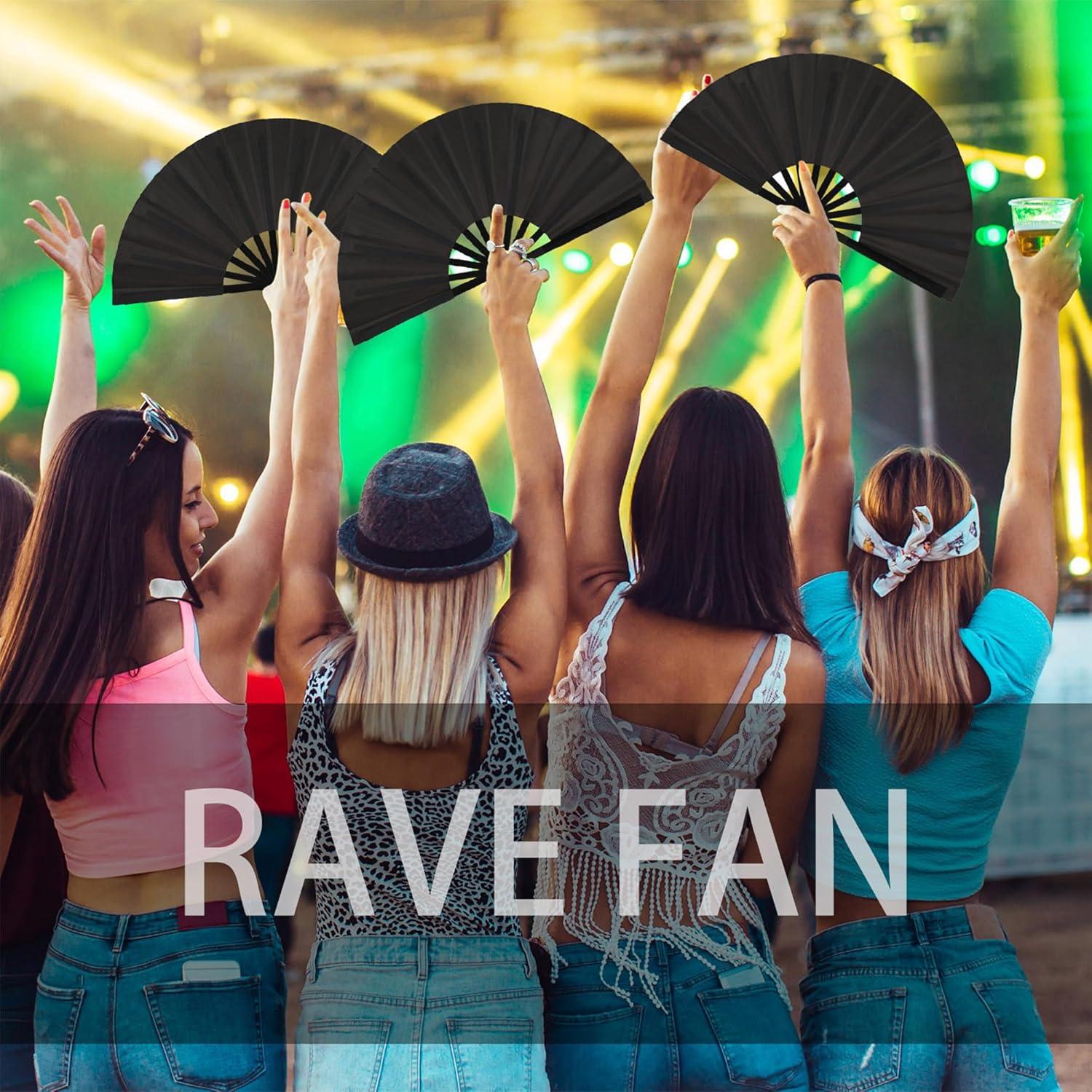 Abanicos de Aplauso Maitys 2 Pcs Plegables 34 cm Negro