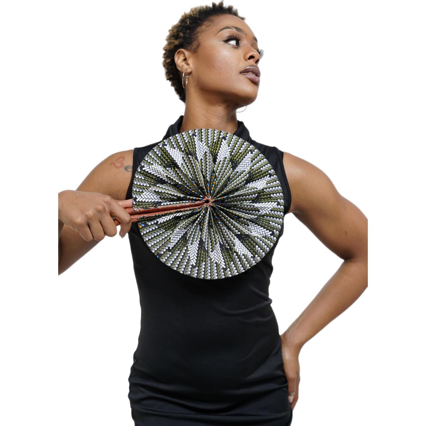 Abanico Plegable Dupsie's Kente Africana 27.94 cm