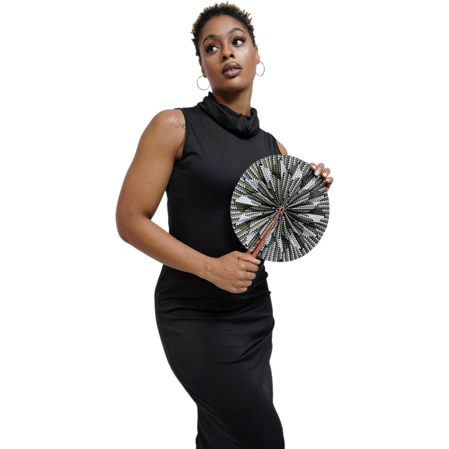 Abanico Plegable Dupsie's Kente Africana 27.94 cm