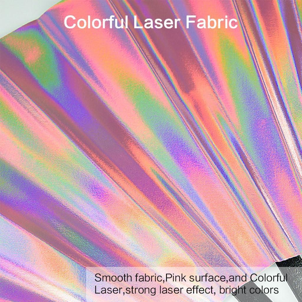 Abanico Plegable Raveahem 33 cm Rosa Holográfico Brillante