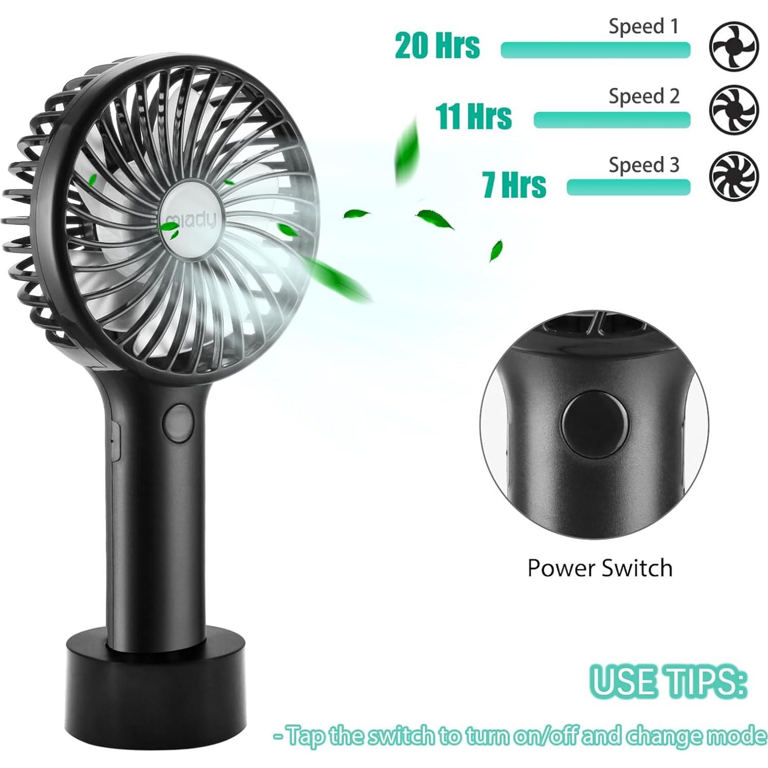 Ventilador Portátil de Mano Miady 5000mAh 3 Velocidades