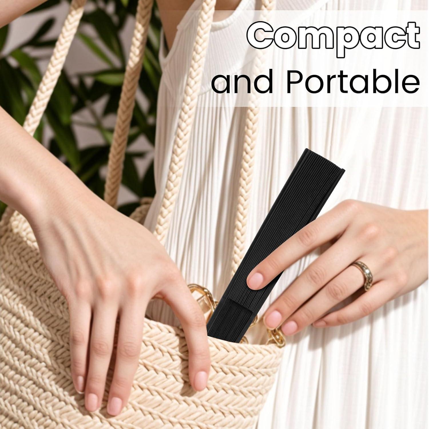 JOHOUSE 12 Abanicos de Papel Plegables Negros 21x38 cm