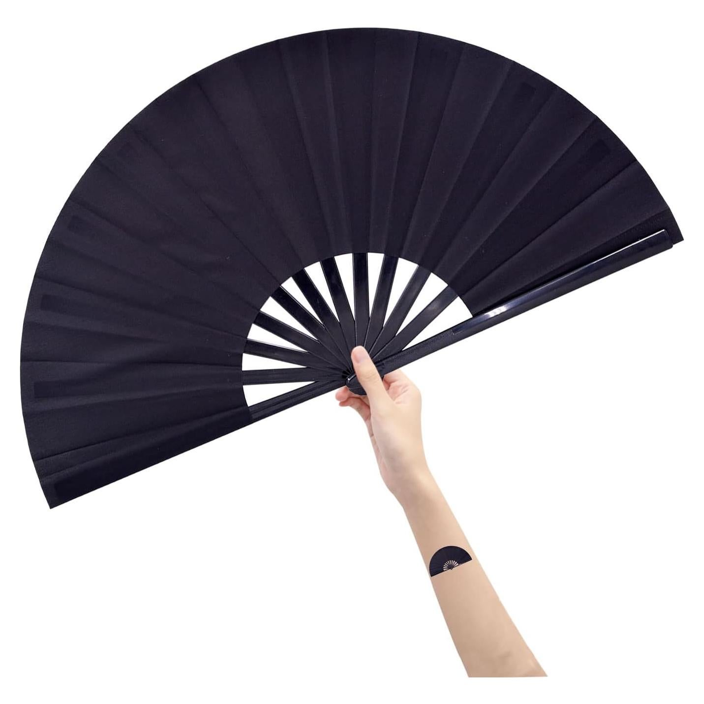 Abanico Plegable Amajiji de Nylon Negro 35cm para Danzas