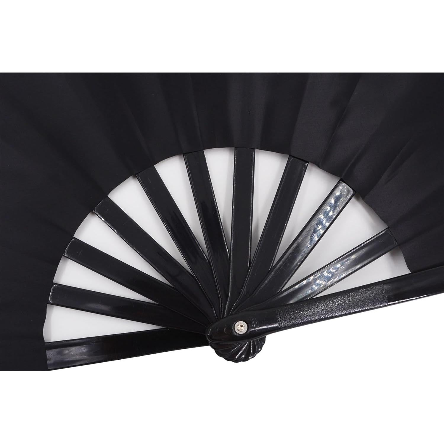 Abanico Plegable Amajiji de Nylon Negro 35cm para Danzas