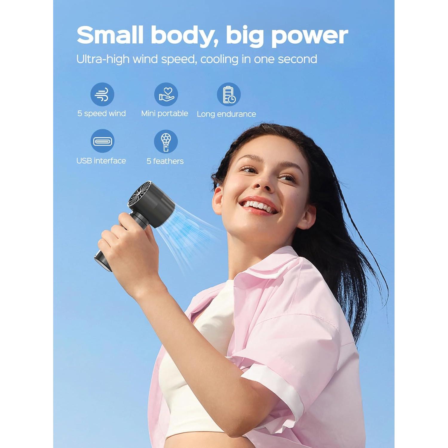 Ventilador Portátil ERABAY FY-8002 Mini Recargable USB 10000 RPM