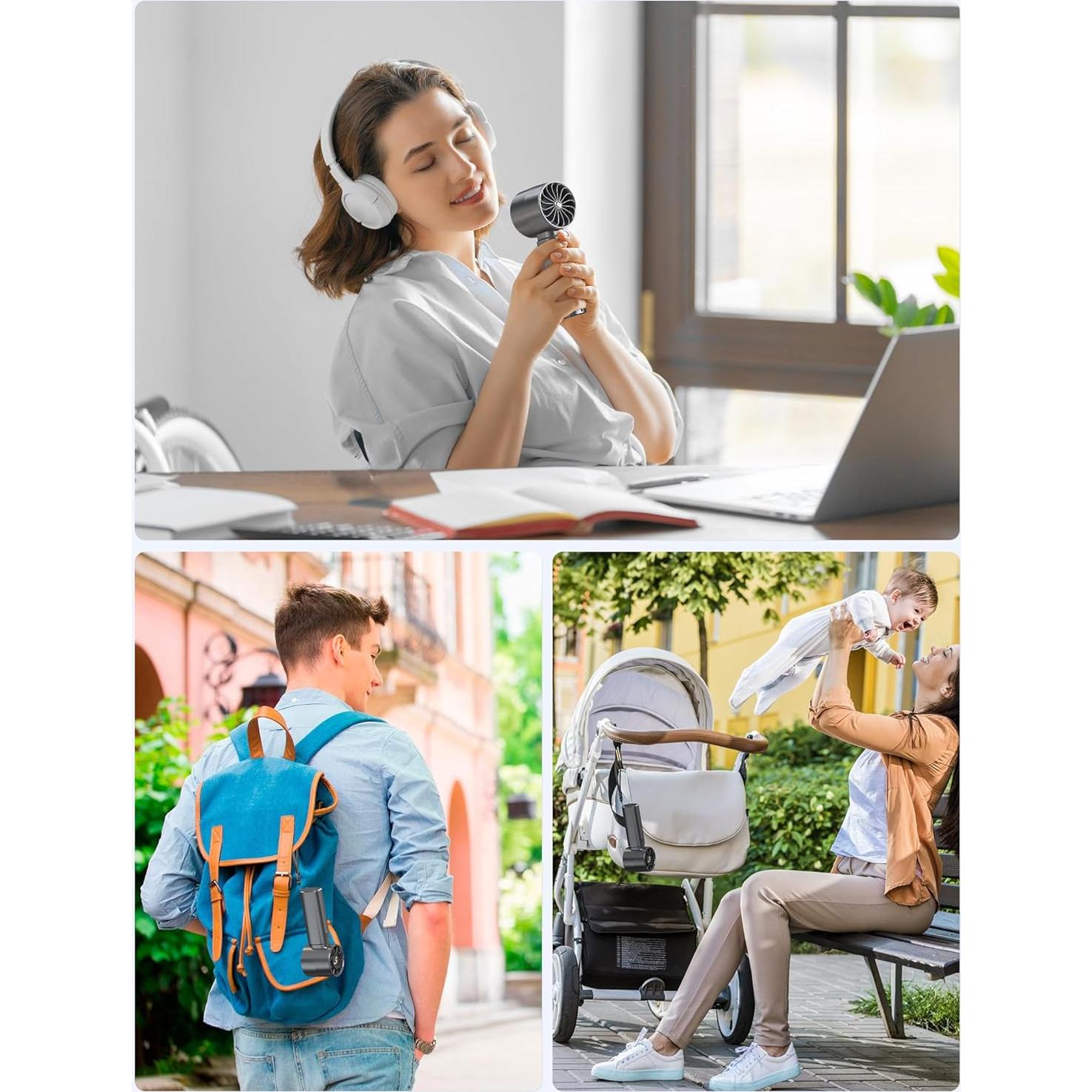 Ventilador Portátil ERABAY FY-8002 Mini Recargable USB 10000 RPM