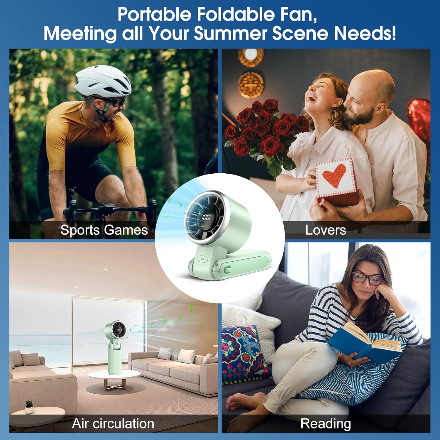 Ventilador Portátil WHATOOK H05 Verde 5 Velocidades 4000mAh