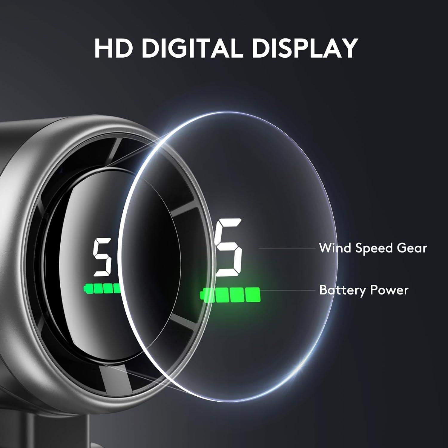 Ventilador de Mano Pymoji Mini Recargable 5 Velocidades Gris