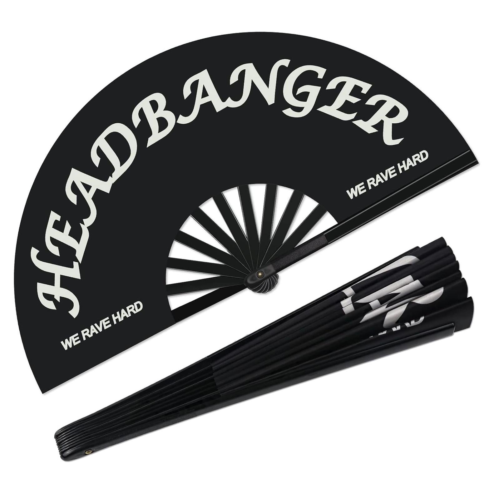 Abanico Plegable Riccioofy Head Banger 66cm para Playa