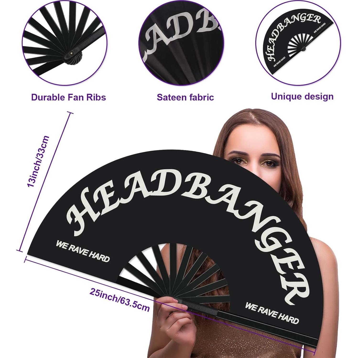 Abanico Plegable Riccioofy Head Banger 66cm para Playa