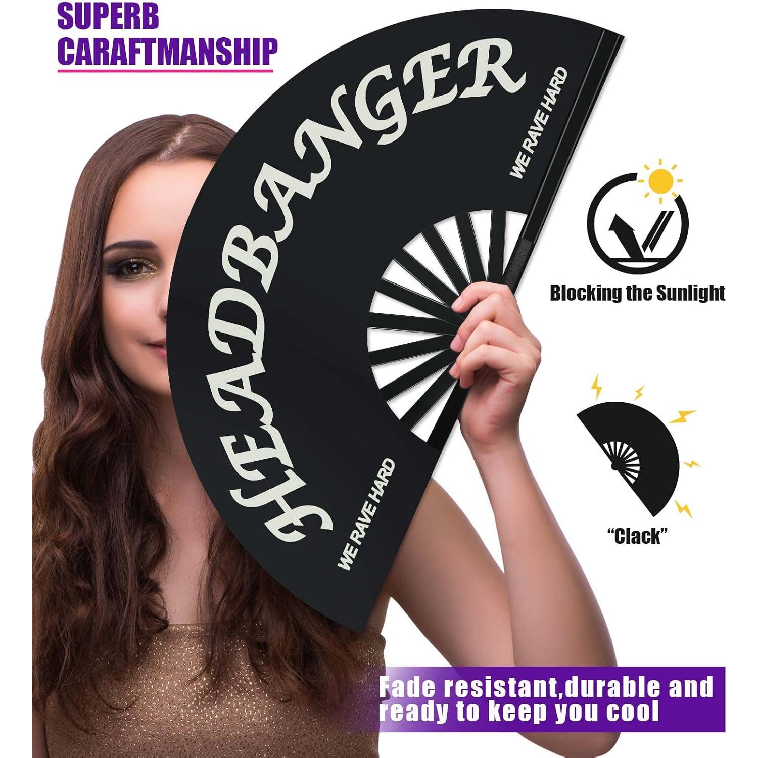 Abanico Plegable Riccioofy Head Banger 66cm para Playa