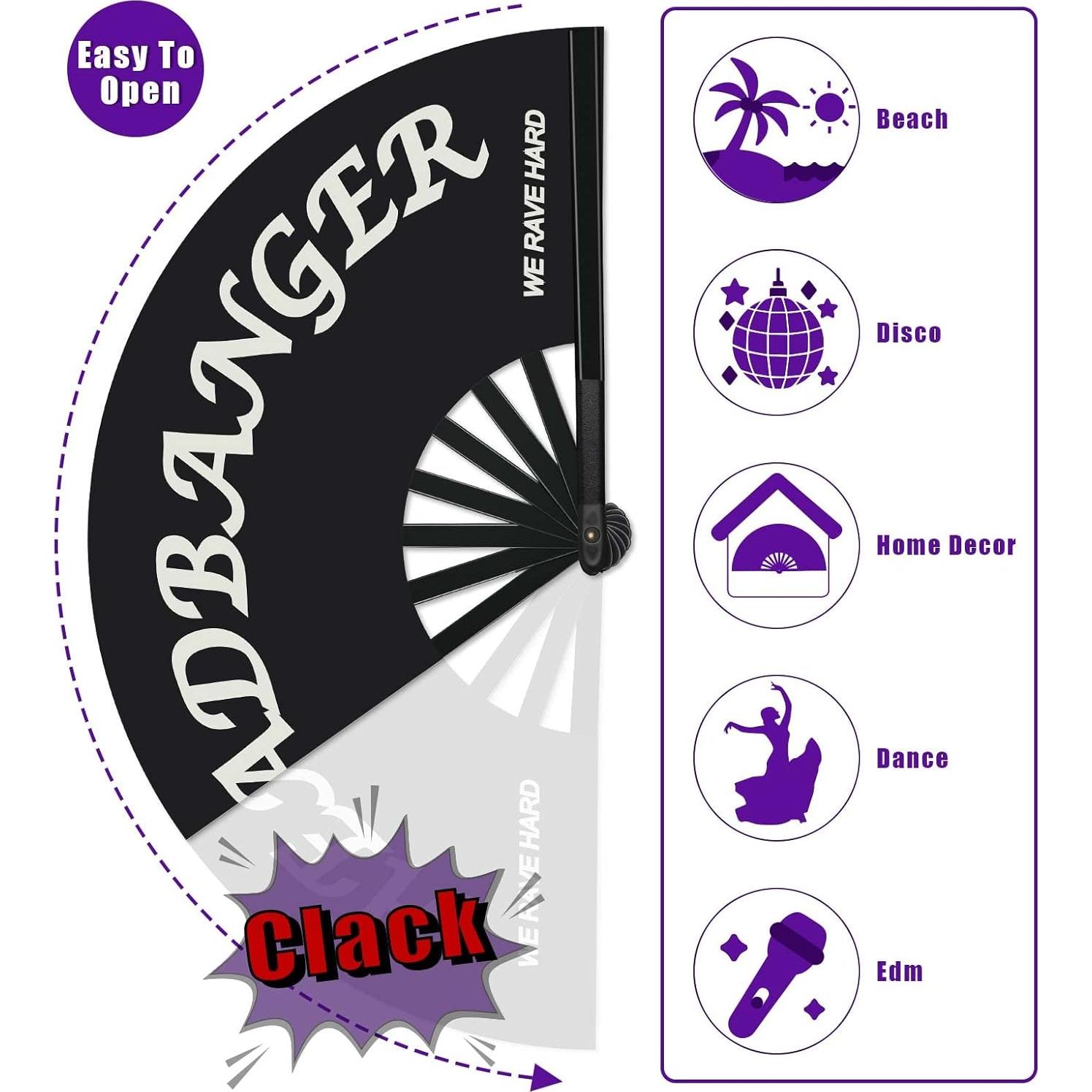 Abanico Plegable Riccioofy Head Banger 66cm para Playa