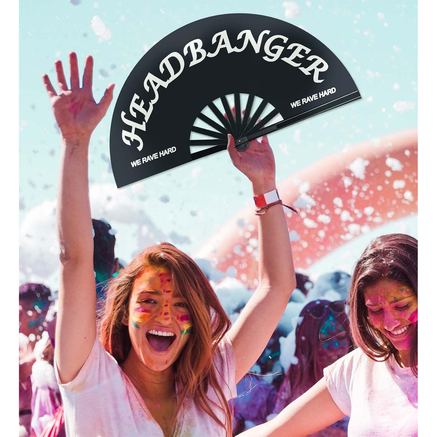 Abanico Plegable Riccioofy Head Banger 66cm para Playa