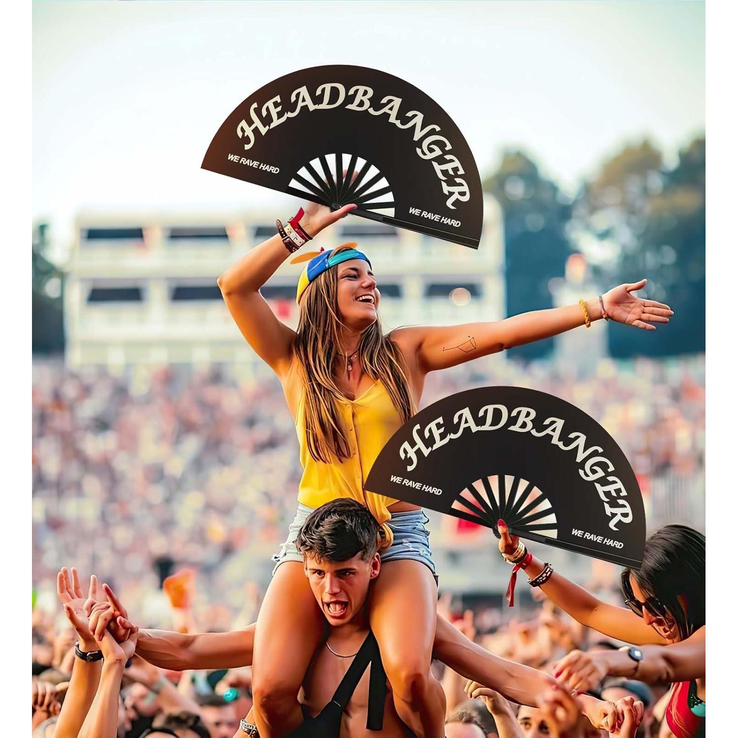 Abanico Plegable Riccioofy Head Banger 66cm para Playa