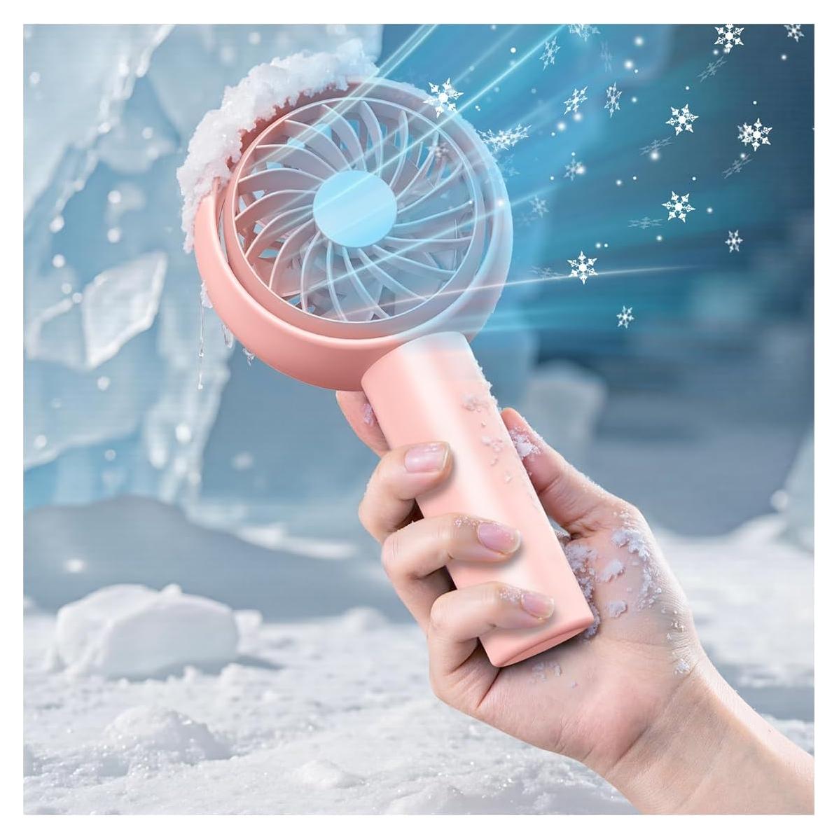 Ventilador Portátil Guirngou KF08 Rosa, 3 Velocidades, Inclinación 90°