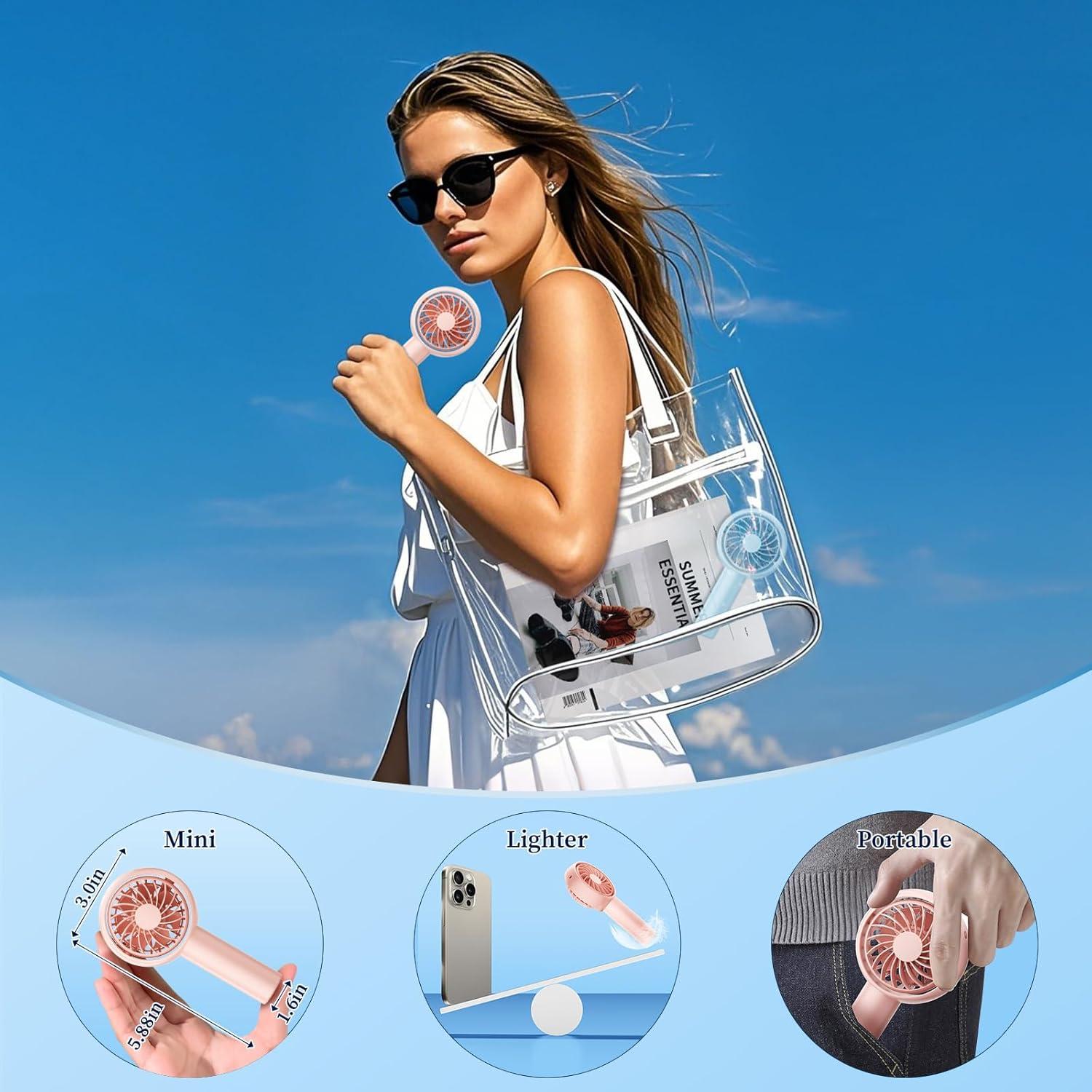 Ventilador Portátil Guirngou KF08 Rosa, 3 Velocidades, Inclinación 90°