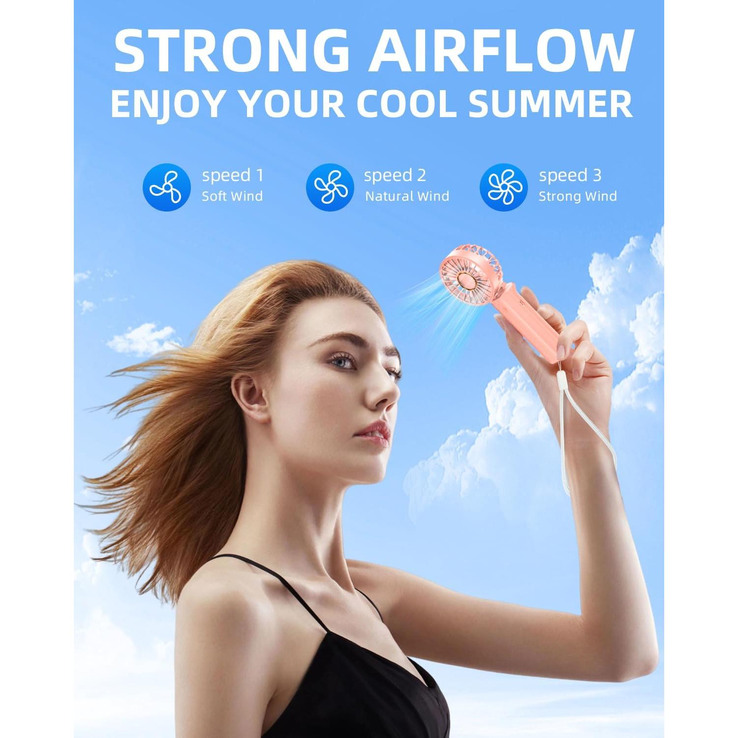 Ventilador Portátil Hssio 2000mAh Plegable 180° 3 Velocidades