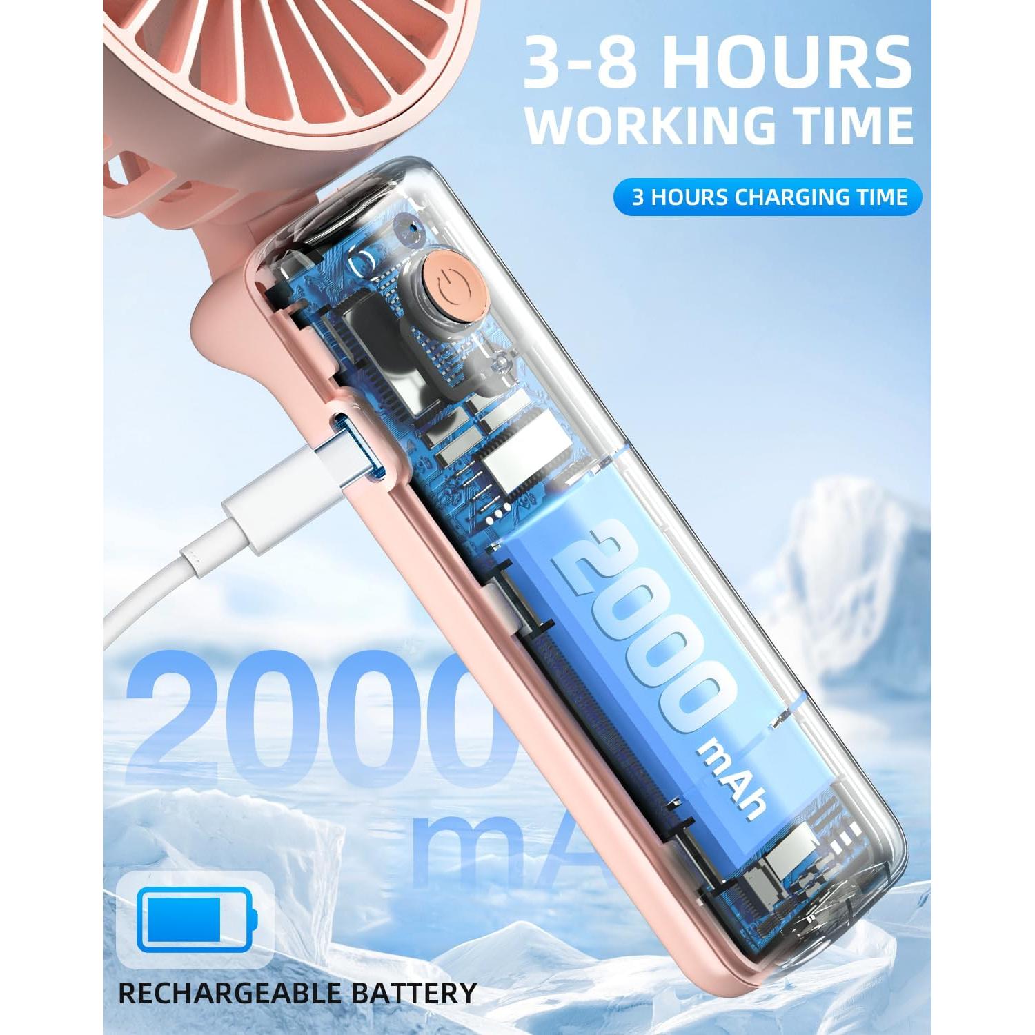 Ventilador Portátil Hssio 2000mAh Plegable 180° 3 Velocidades