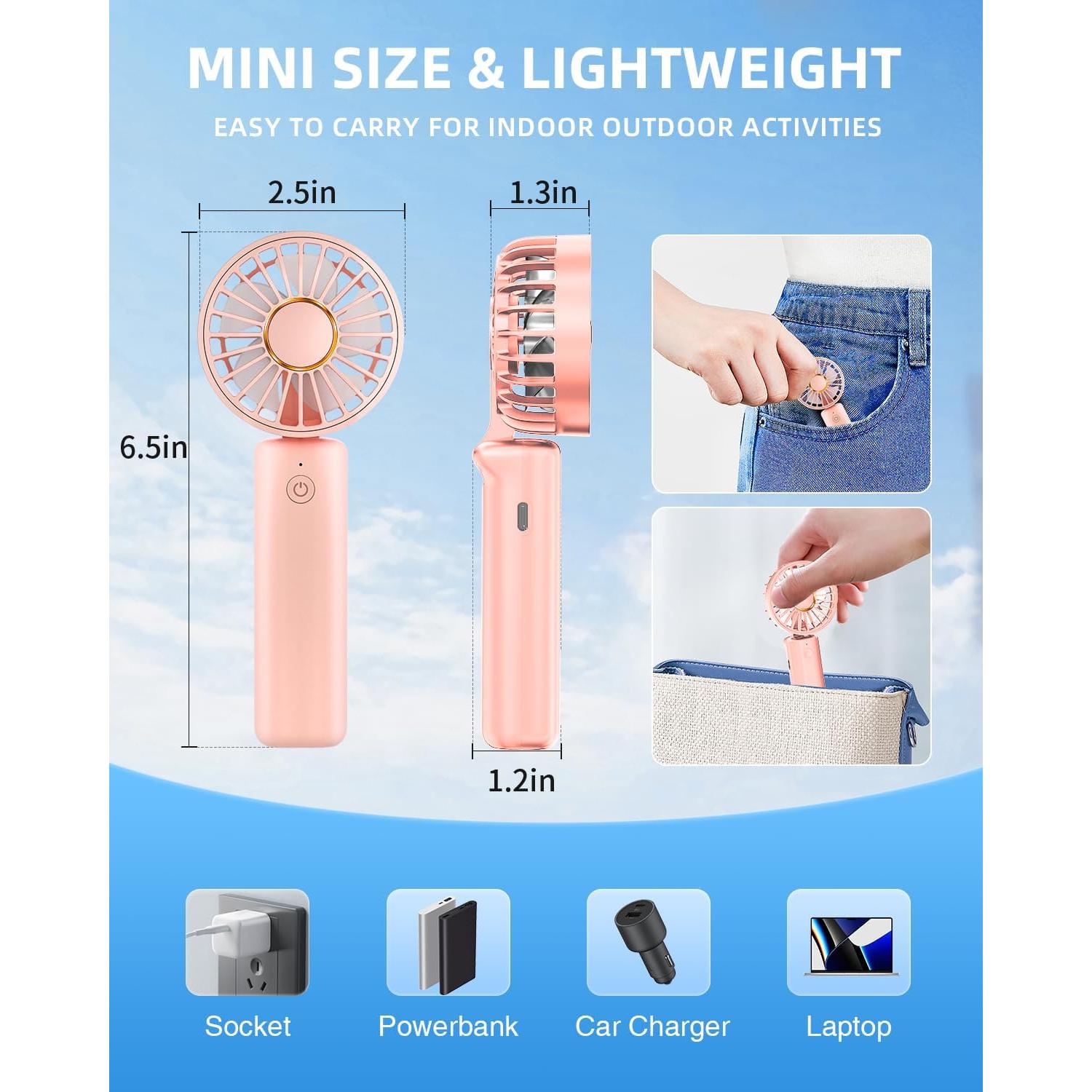 Ventilador Portátil Hssio 2000mAh Plegable 180° 3 Velocidades