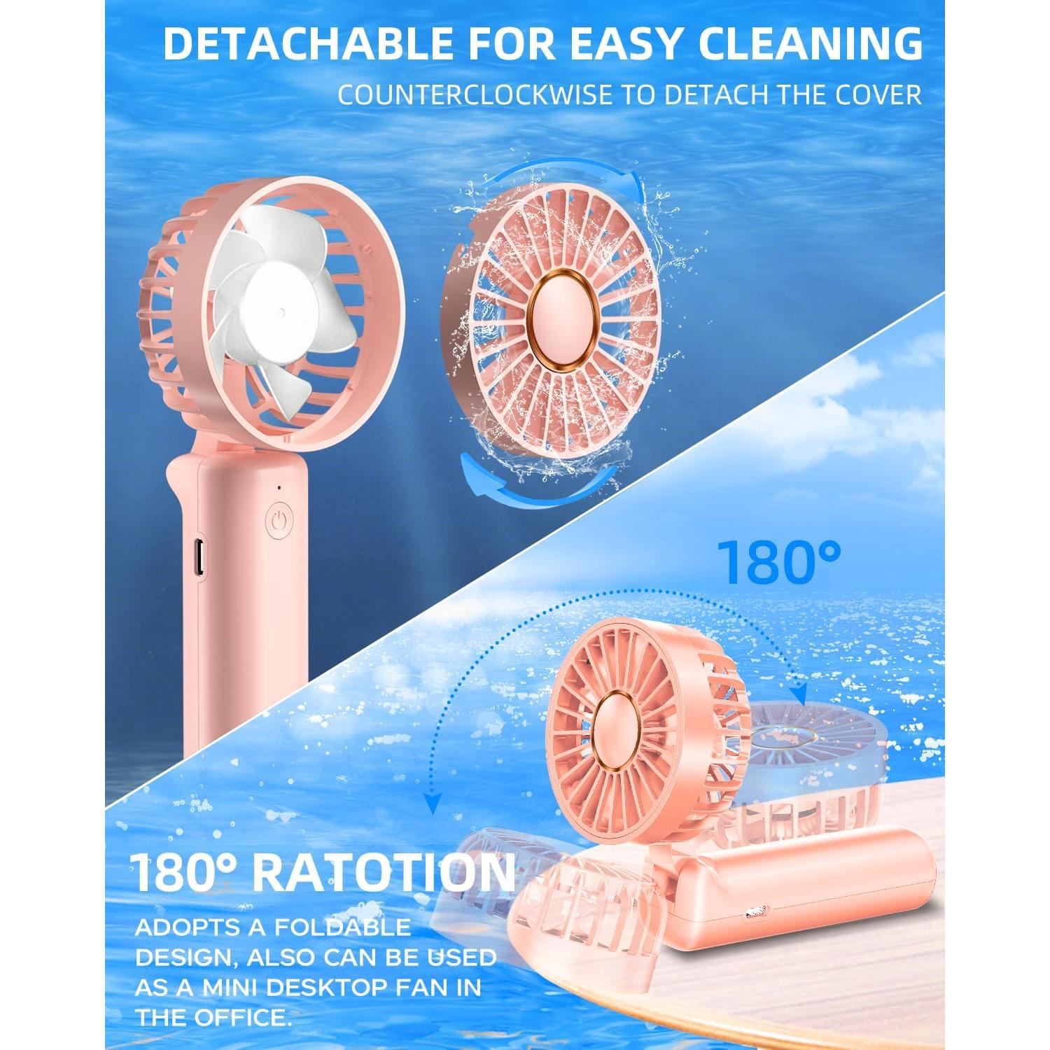 Ventilador Portátil Hssio 2000mAh Plegable 180° 3 Velocidades