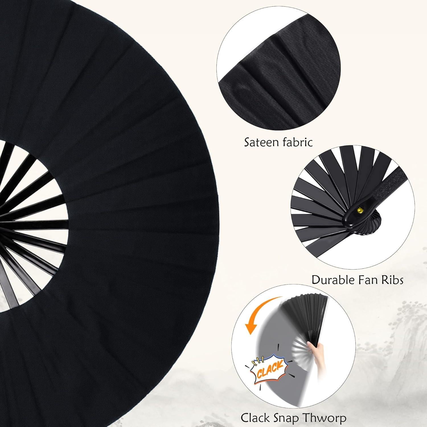 Abanicos Plegables MDDRUIQI de Nylon para Mujeres - Paquete de 2