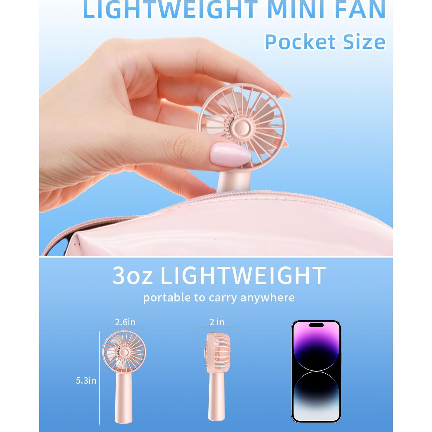 Ventilador de Mano KIDEE Mini Portátil 1800mAh 3 Velocidades