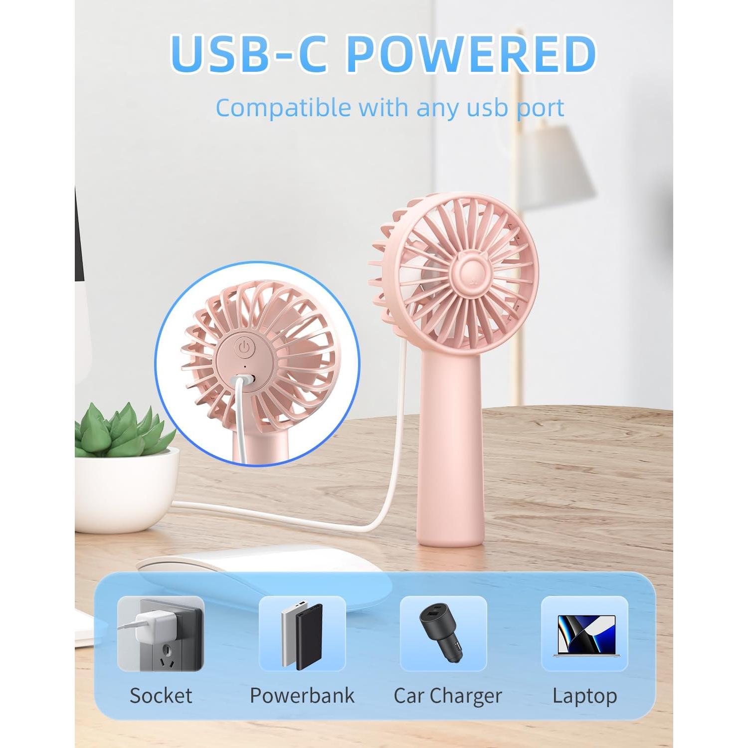 Ventilador de Mano KIDEE Mini Portátil 1800mAh 3 Velocidades