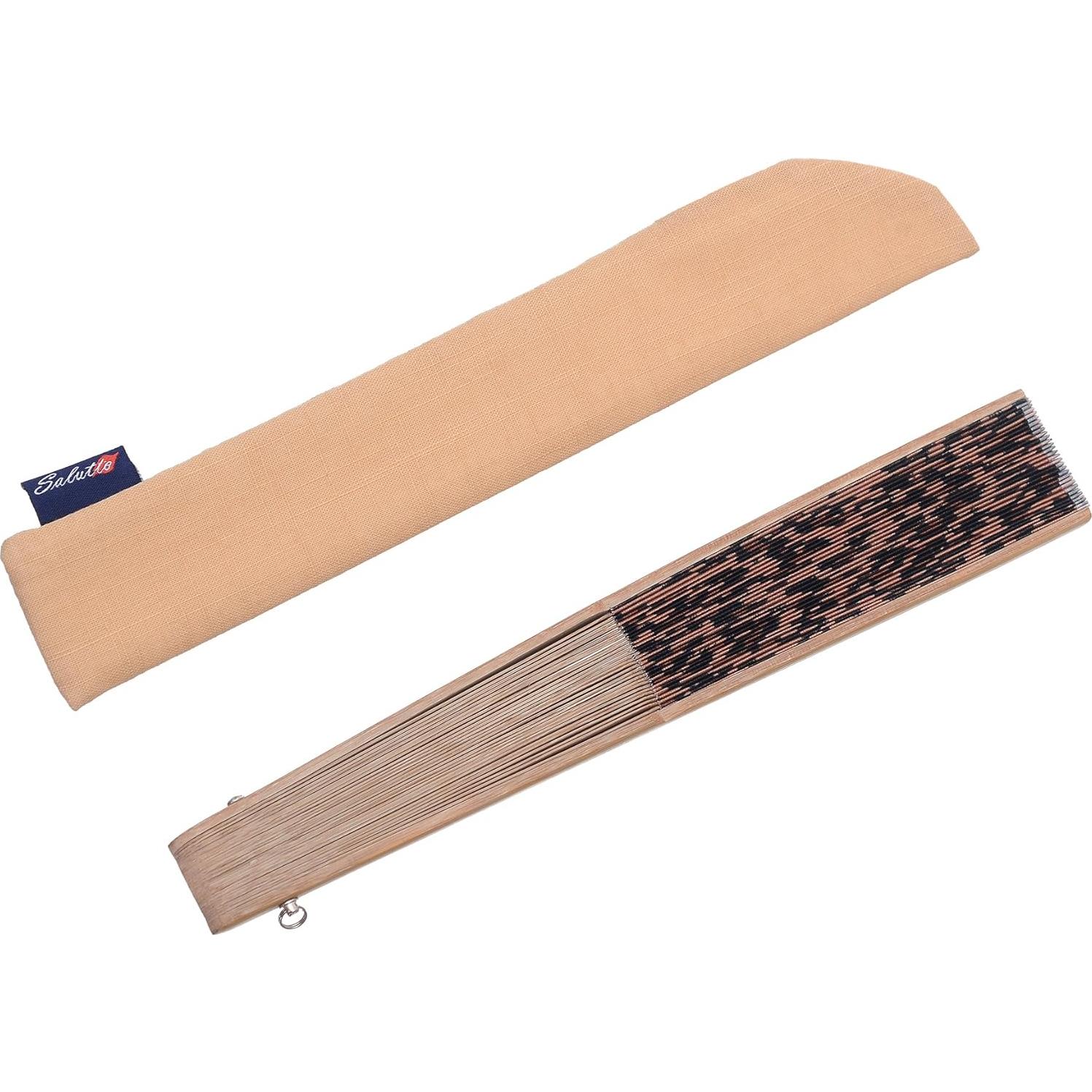 Abanico Plegable Salutto de Algodón Leopardo 22cm para Boda