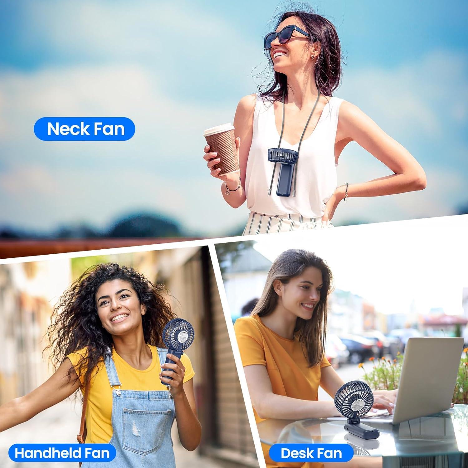 Ventilador de Mano Portátil HandFan 5 Velocidades Azul