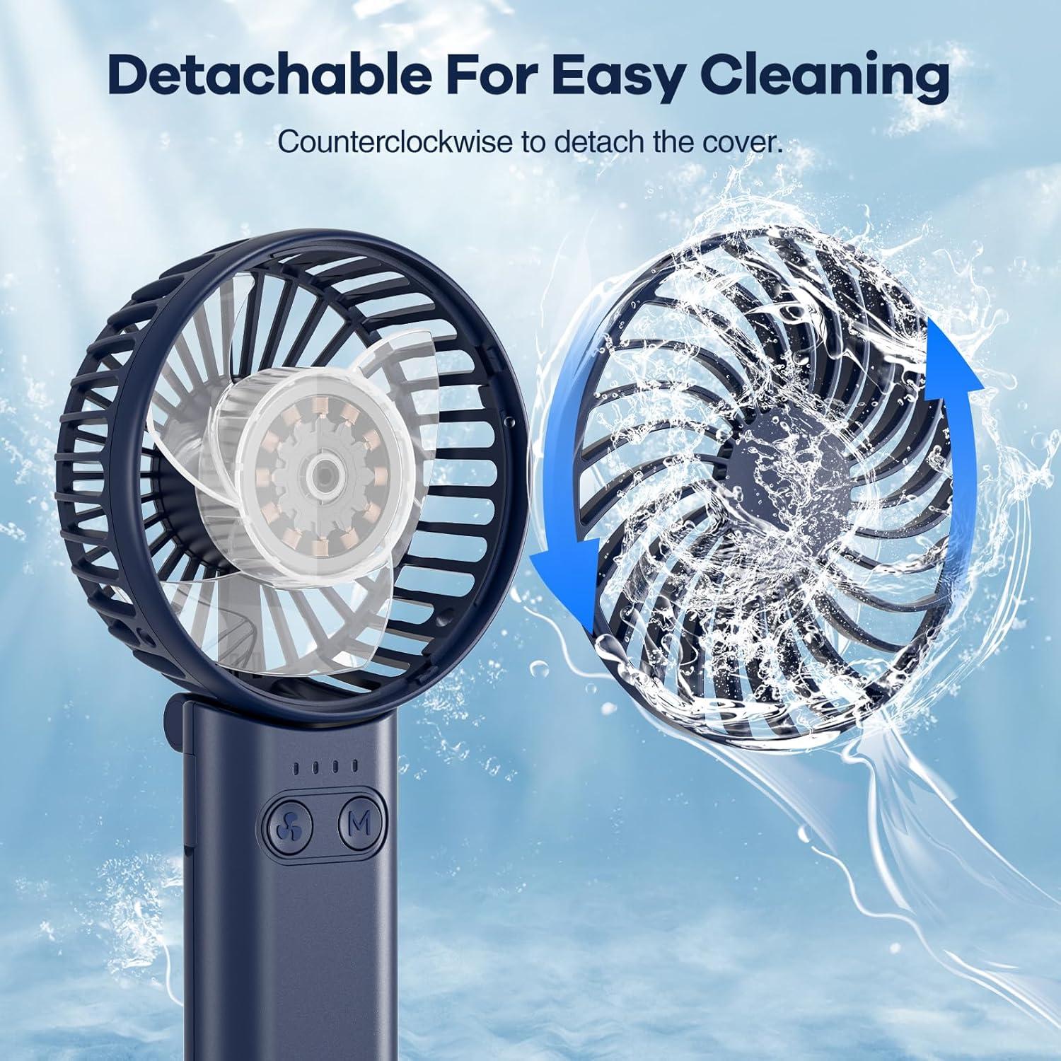 Ventilador de Mano Portátil HandFan 5 Velocidades Azul