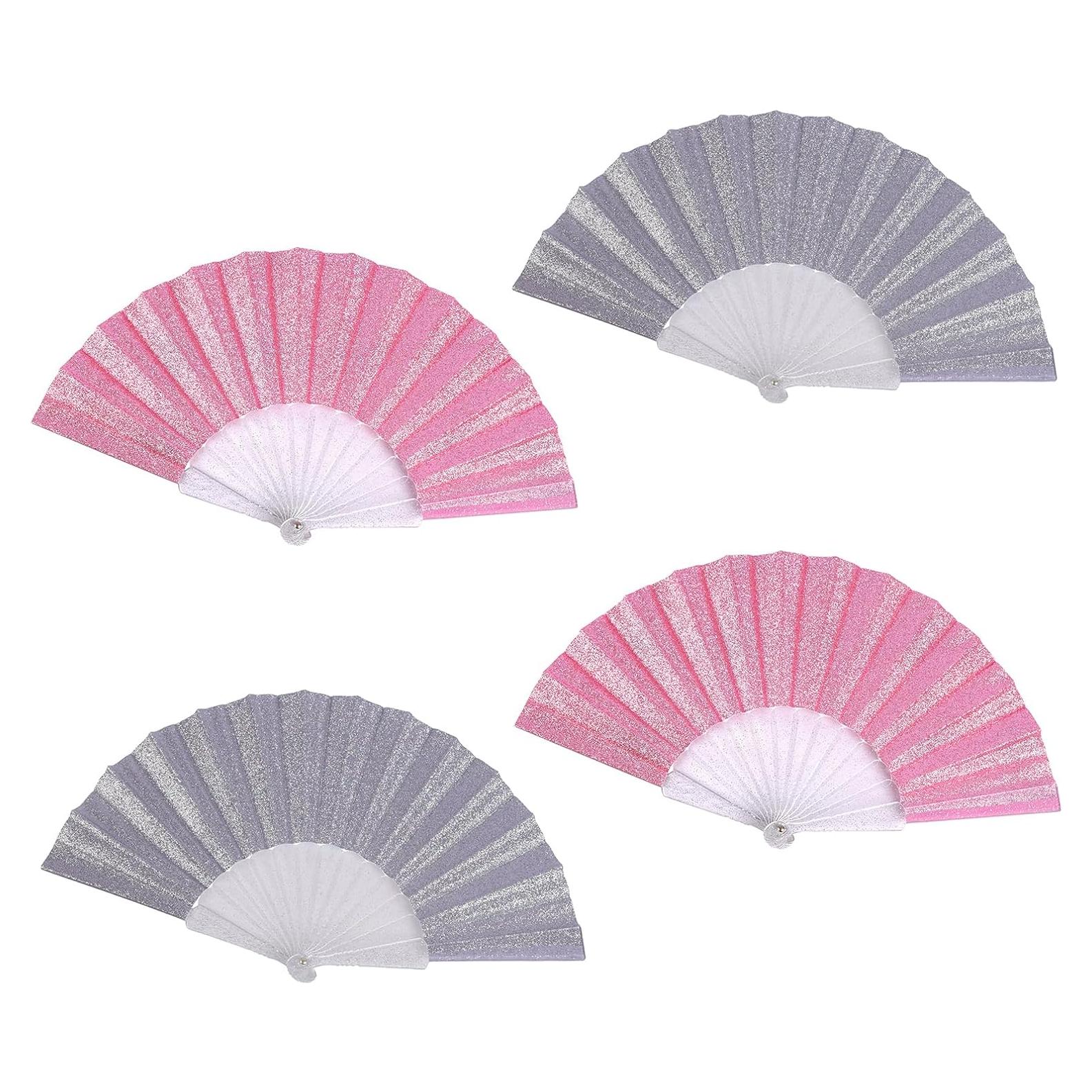 Abanico Plegable Decorativo HUNANBANG 4 Piezas Brillante