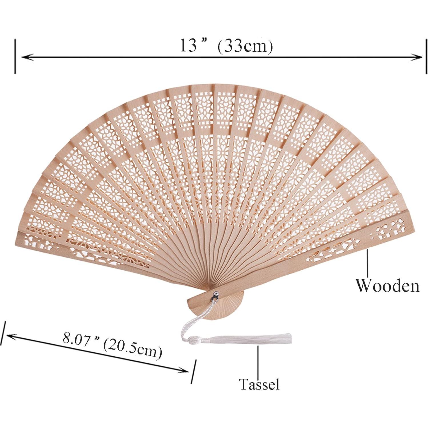 50 Abanicos de Madera SL Crafts con Bolsas y Etiquetas