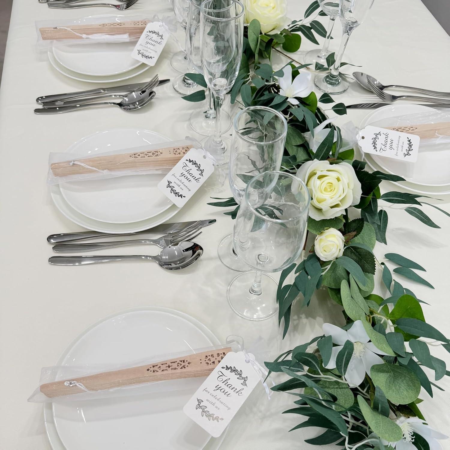 50 Abanicos de Madera SL Crafts con Bolsas y Etiquetas