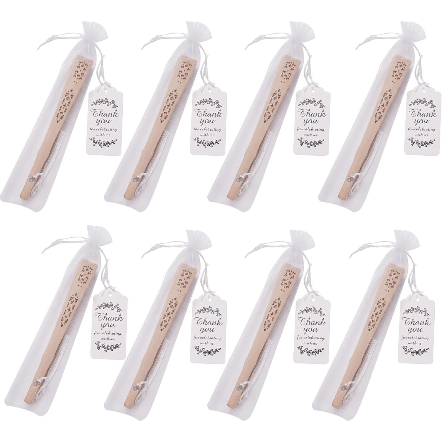 50 Abanicos de Madera SL Crafts con Bolsas y Etiquetas