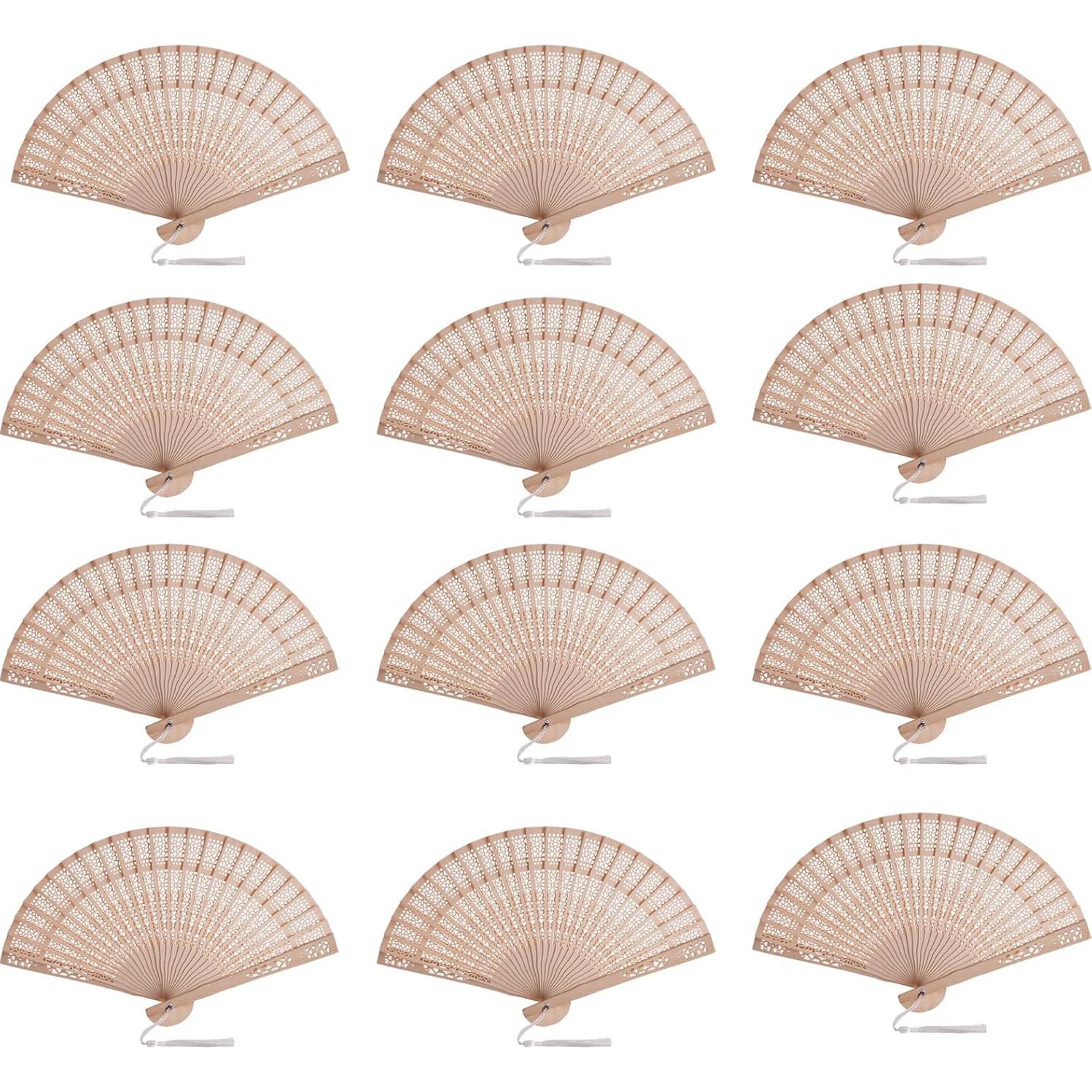 50 Abanicos de Madera SL Crafts con Bolsas y Etiquetas