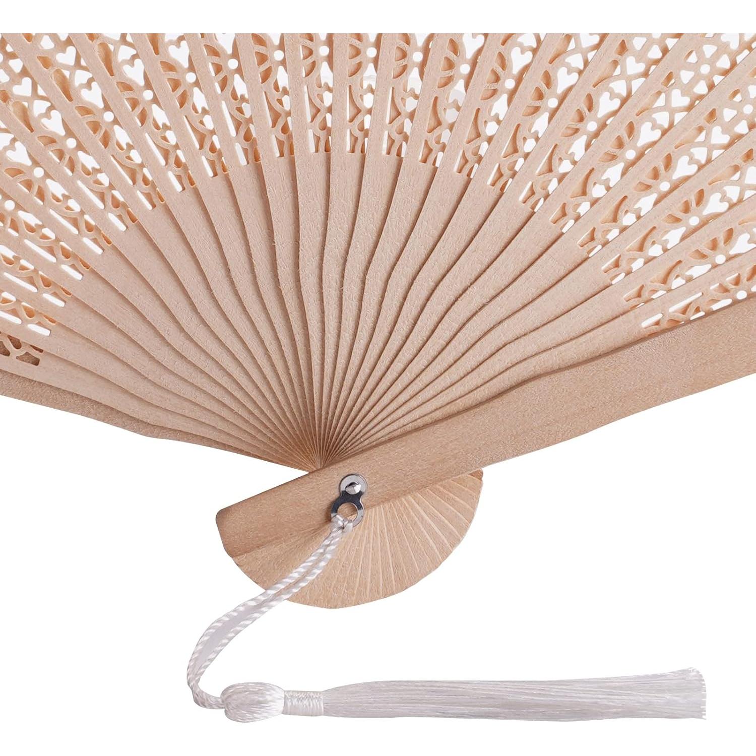 50 Abanicos de Madera SL Crafts con Bolsas y Etiquetas