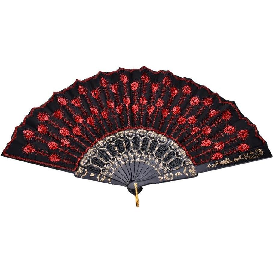 10 Abanicos Plegables Winture Pavo Real Bordado 23 cm