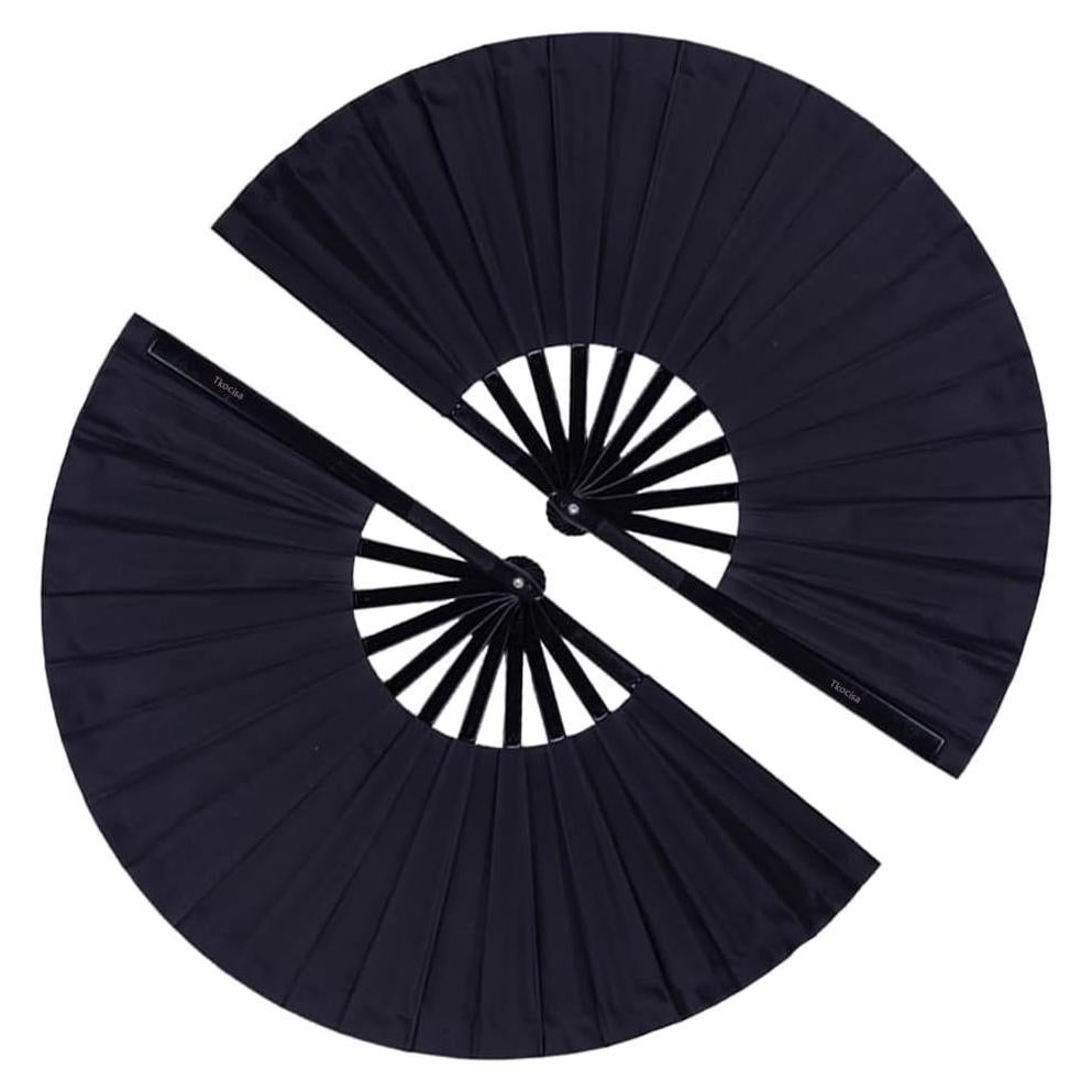 Paquete de 2 Ventiladores de Mano Plegables Tkocisa Negro 34x63.5cm