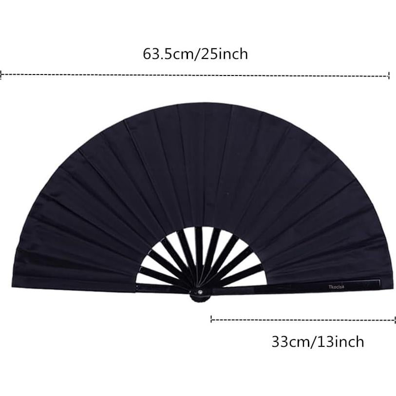 Paquete de 2 Ventiladores de Mano Plegables Tkocisa Negro 34x63.5cm