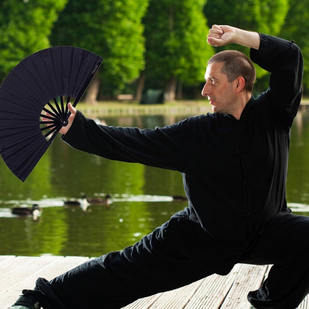 Paquete de 2 Ventiladores de Mano Plegables Tkocisa Negro 34x63.5cm