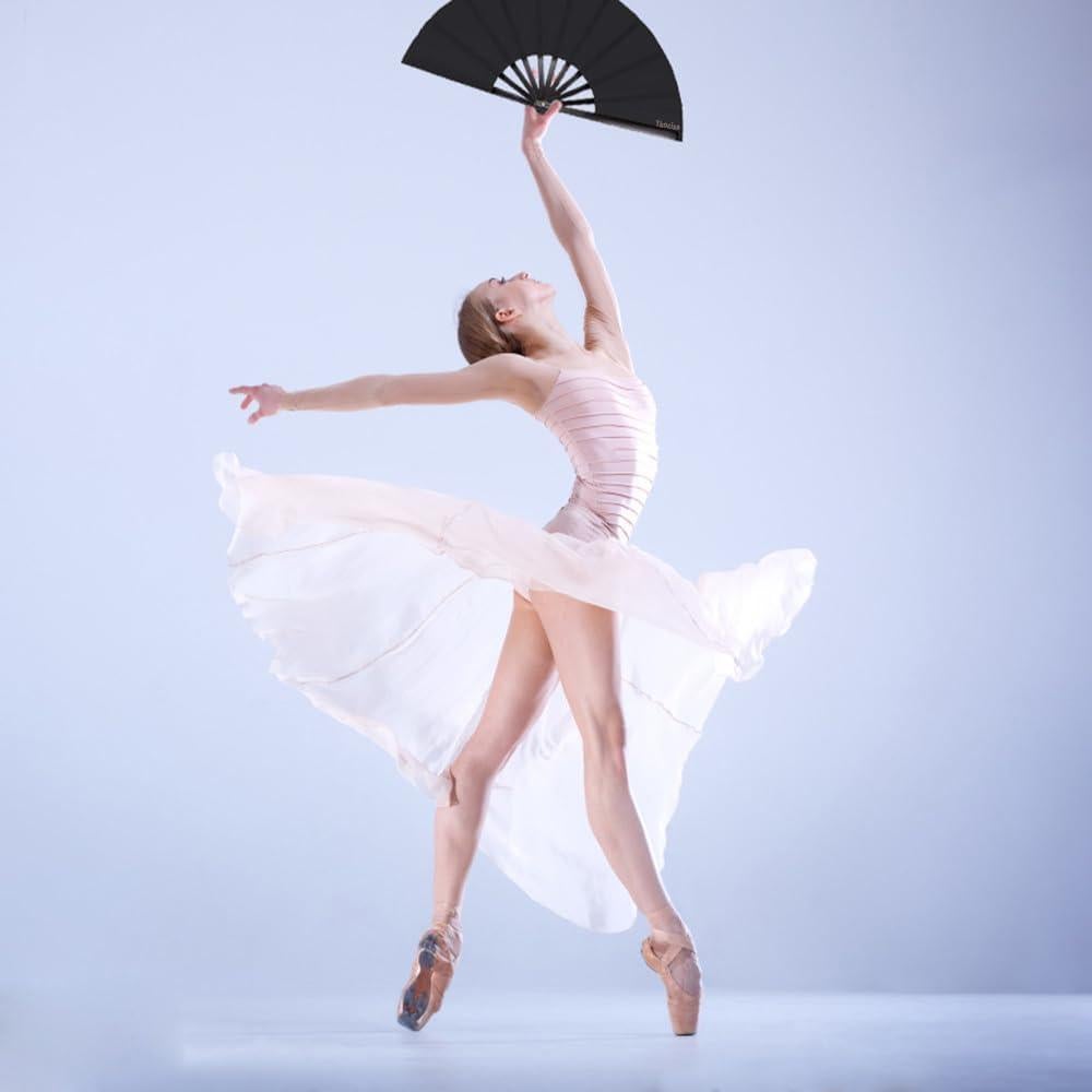 Paquete de 2 Ventiladores de Mano Plegables Tkocisa Negro 34x63.5cm