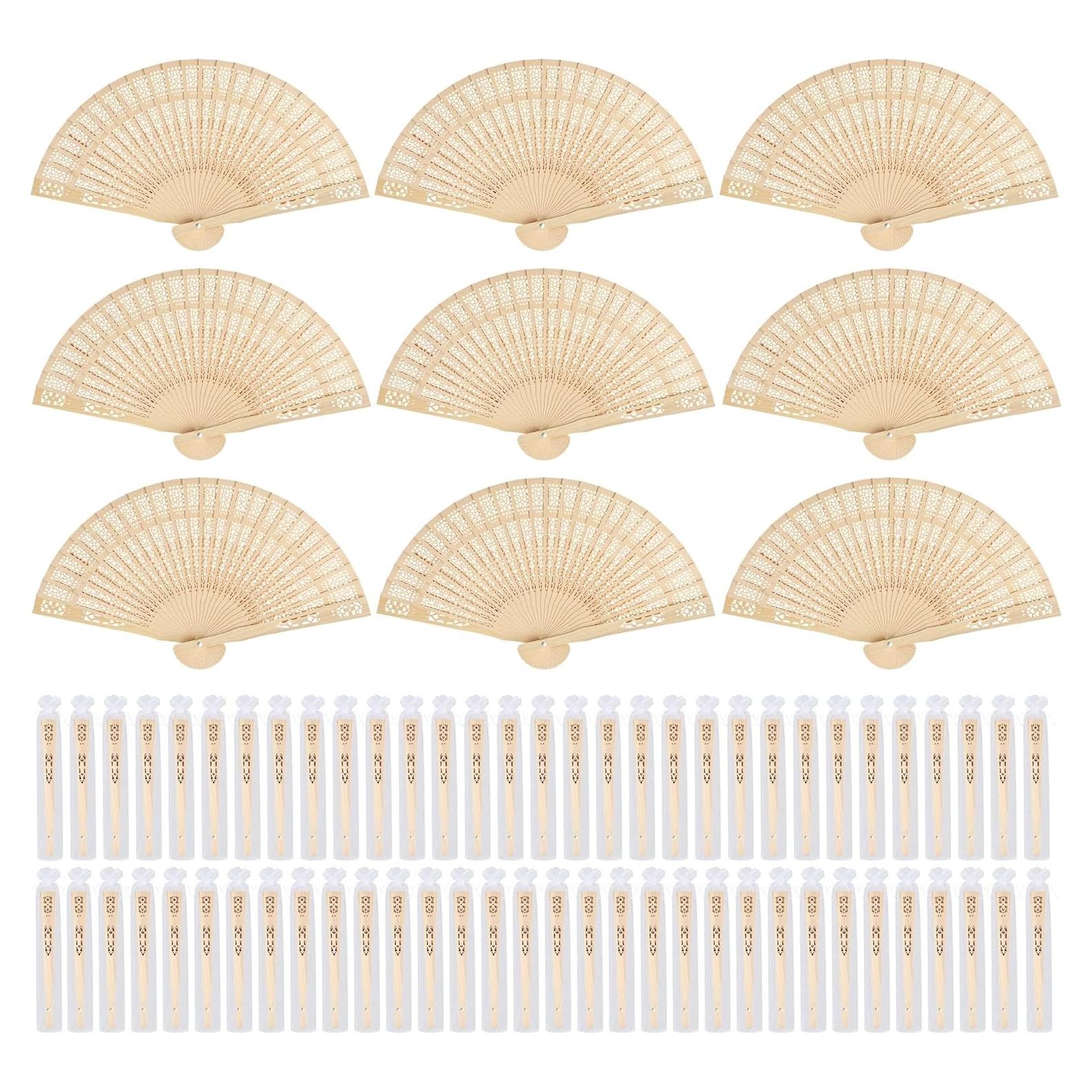 Abanicos de Sándalo MCEAST 72 Piezas con Bolsas de Regalo