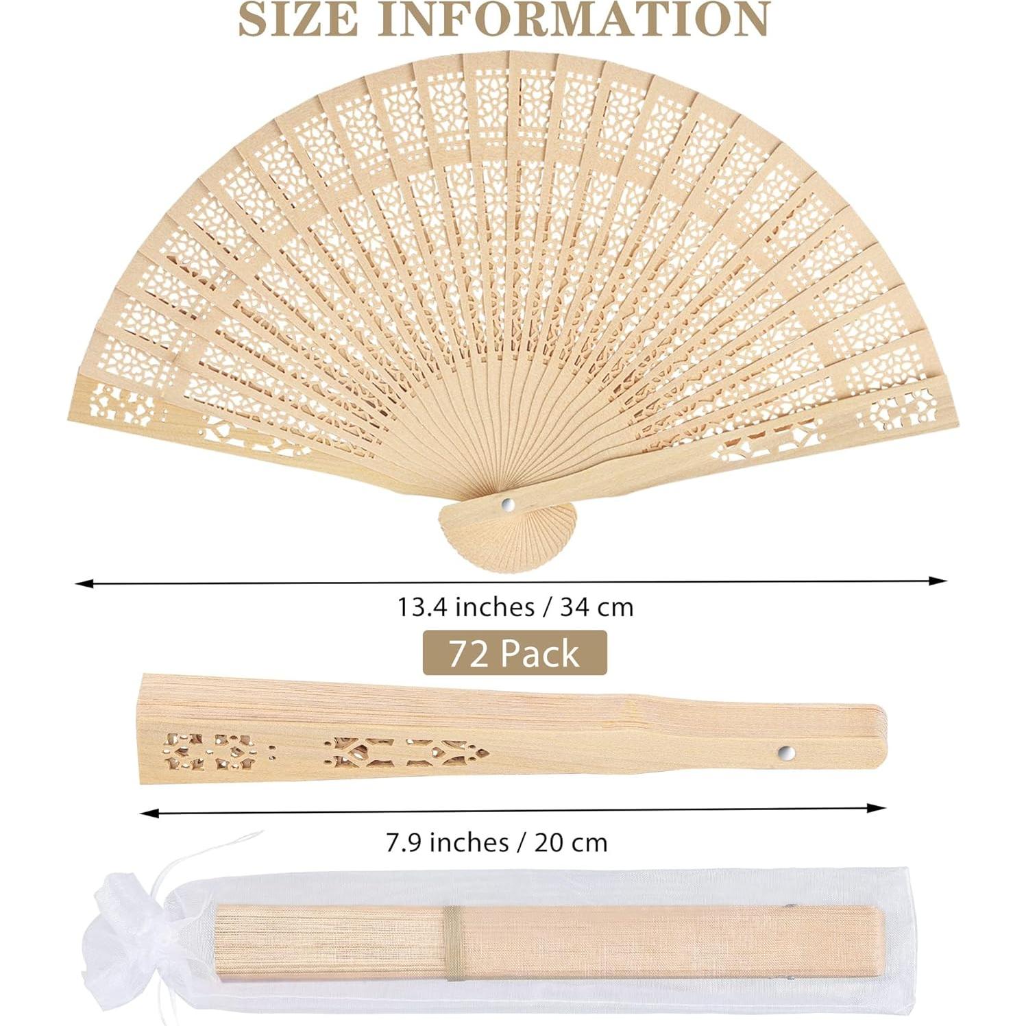 Abanicos de Sándalo MCEAST 72 Piezas con Bolsas de Regalo