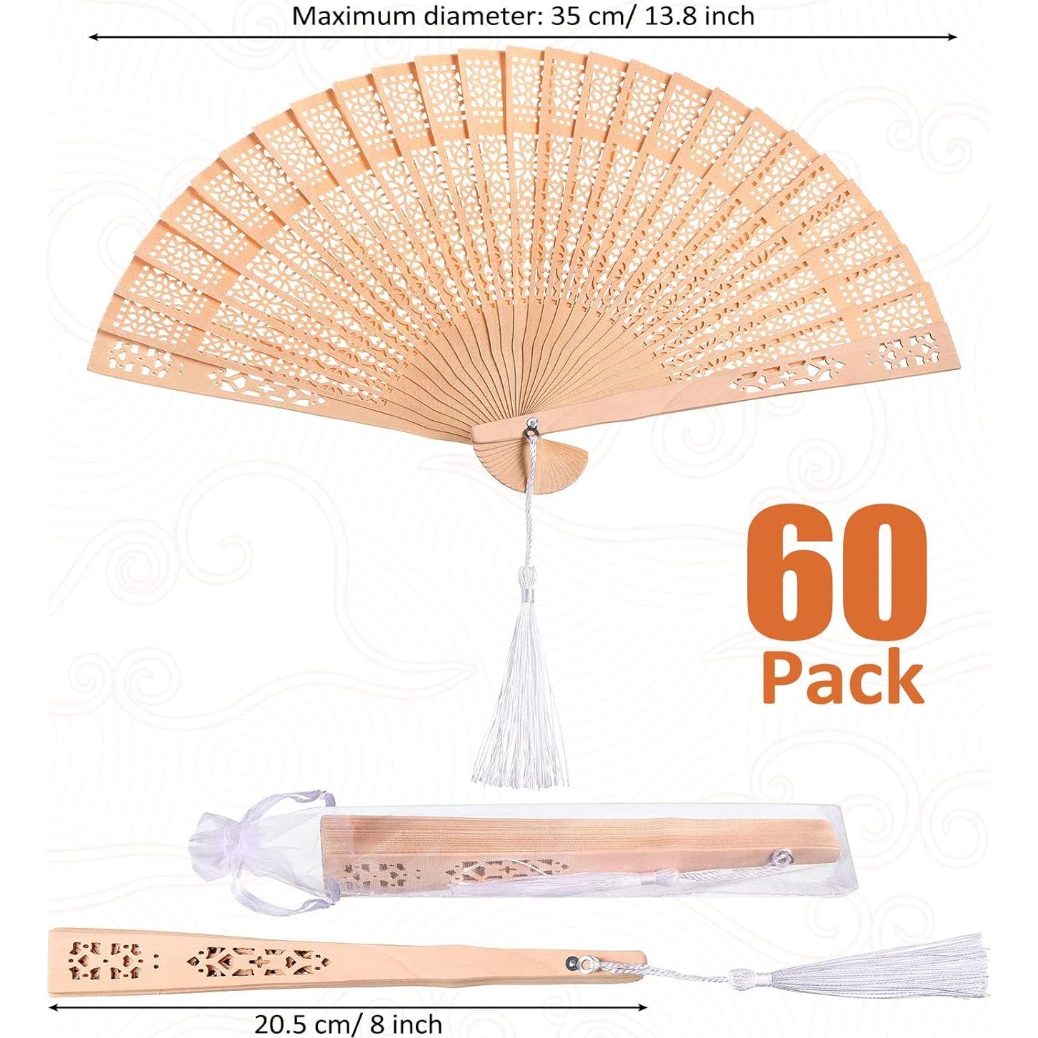 Abanicos de Madera Plegables Qunclay 60 Pcs Estilo Delicado