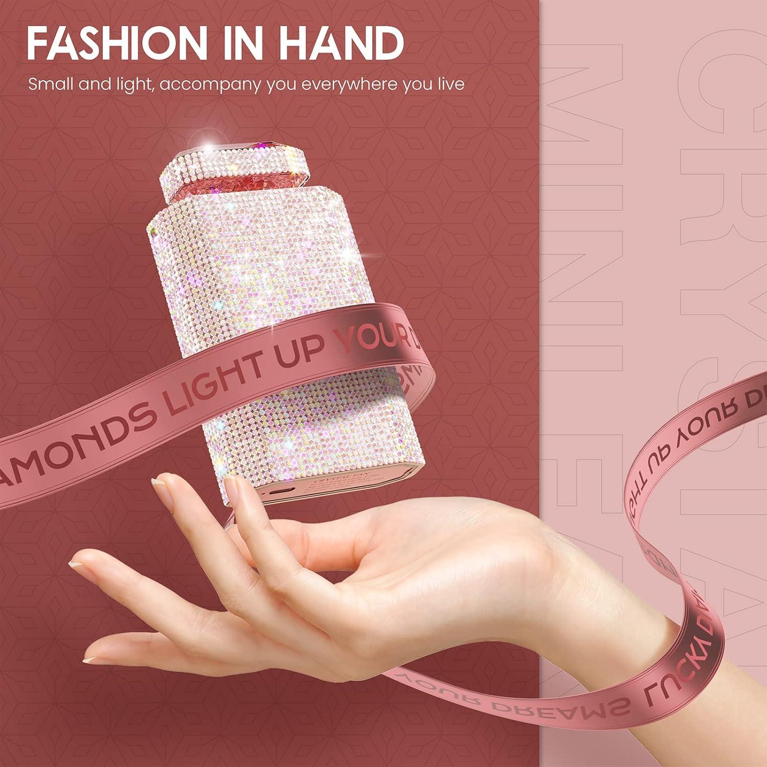 Ventilador Personal Recargable JENTXON Bling Rosa 3 Velocidades